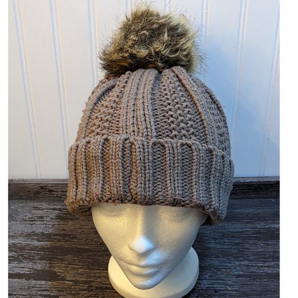 Women's Winter Fashion Hats with Pom Pom Top (set of 2) Brown/Black - Picture 5 of 7